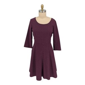 30042 Boden Polka Dot Wool Dress Maroon Black size 12R preppy retro hipster